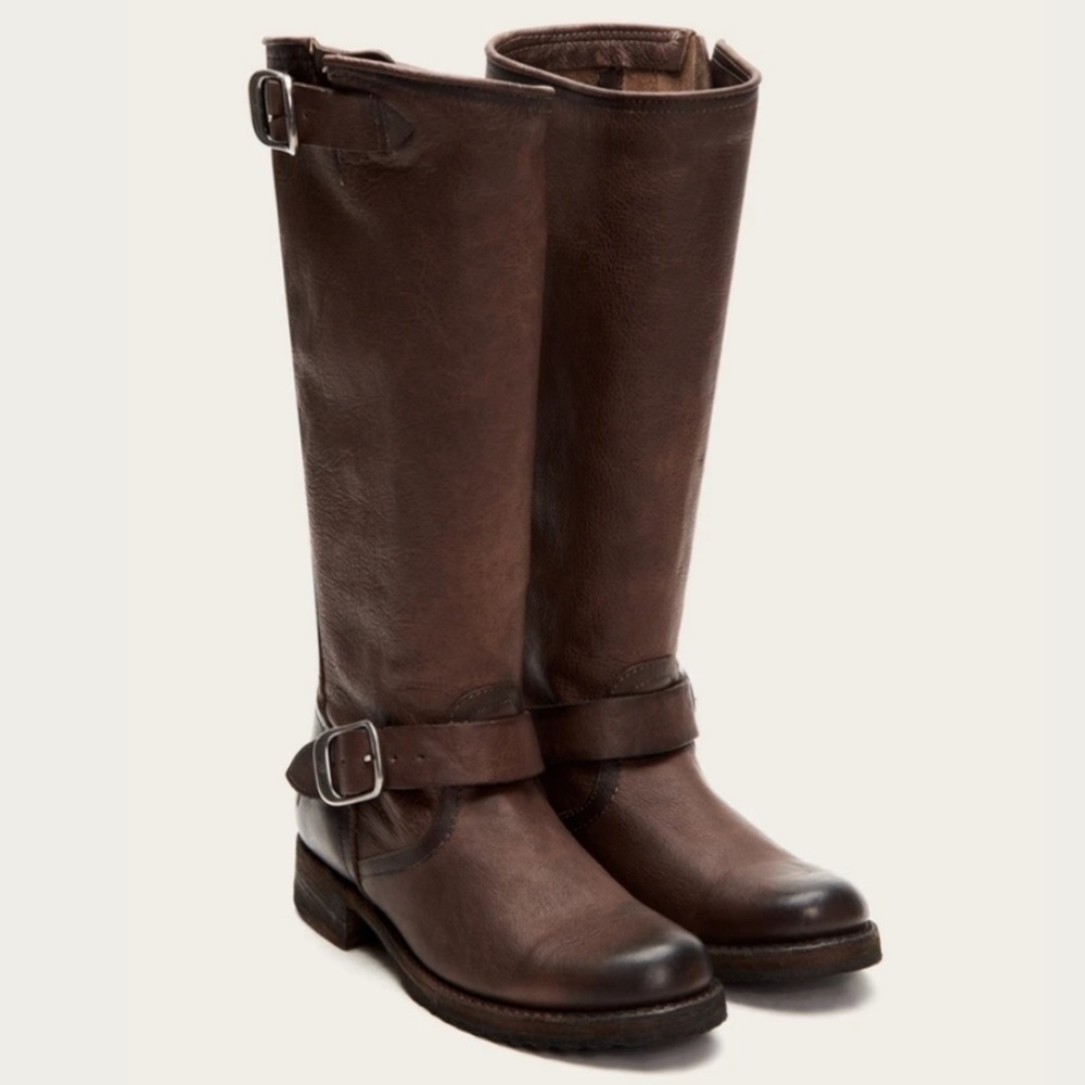 Frye slouchy brown distressed leather pullon boots - Picture 14 of 14